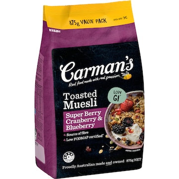 Carman's Muesli Toasted Super Berry Cranberry & Blueberry 875g