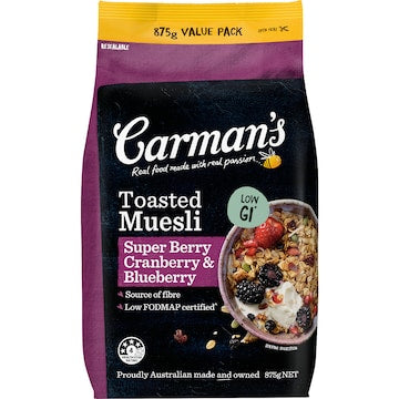 Carman's Muesli Toasted Super Berry Cranberry & Blueberry 875g