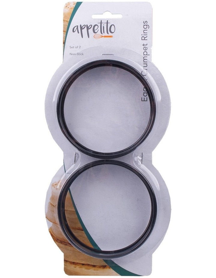 Non-Stick Large Egg/Crumpet Rings Set Of 2 in Black