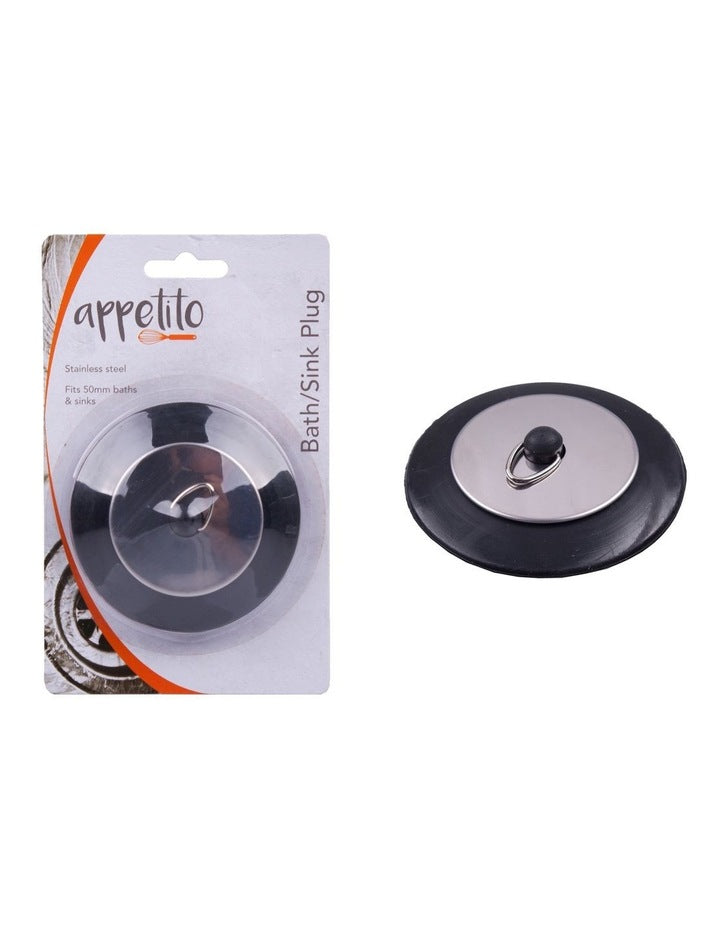 Stainless Steel Deluxe Bath/Sink Plug in Black