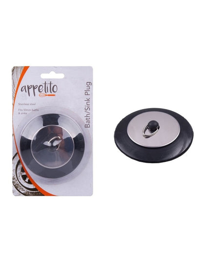 Stainless Steel Deluxe Bath/Sink Plug in Black