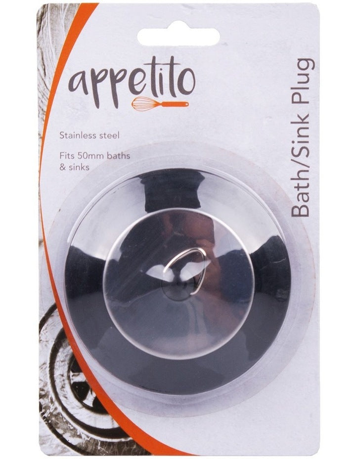 Stainless Steel Deluxe Bath/Sink Plug in Black
