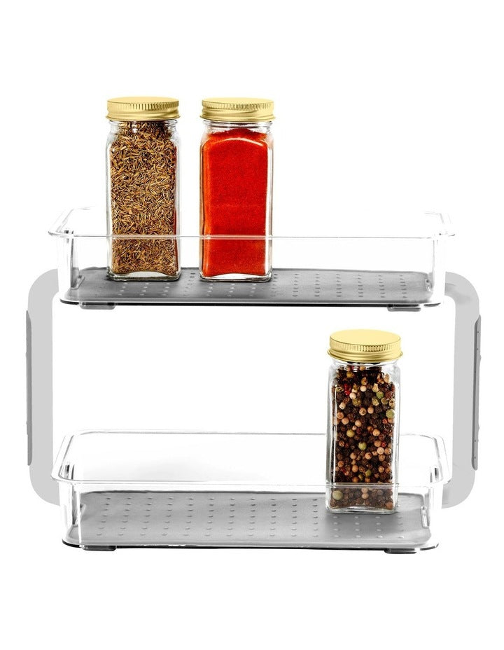 Clear 2-Tier Spice Organiser 26.4 X 12.6 X 18.3cm in Clear