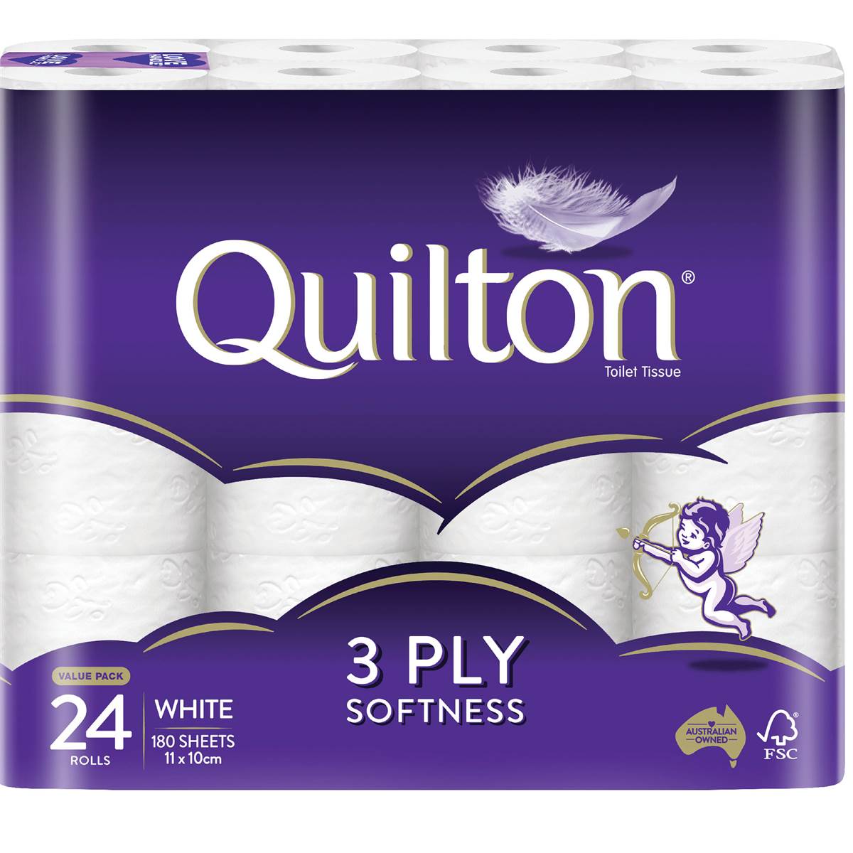 Quilton Toilet Tissue 3 Ply White 180 Sheets 24 Pack