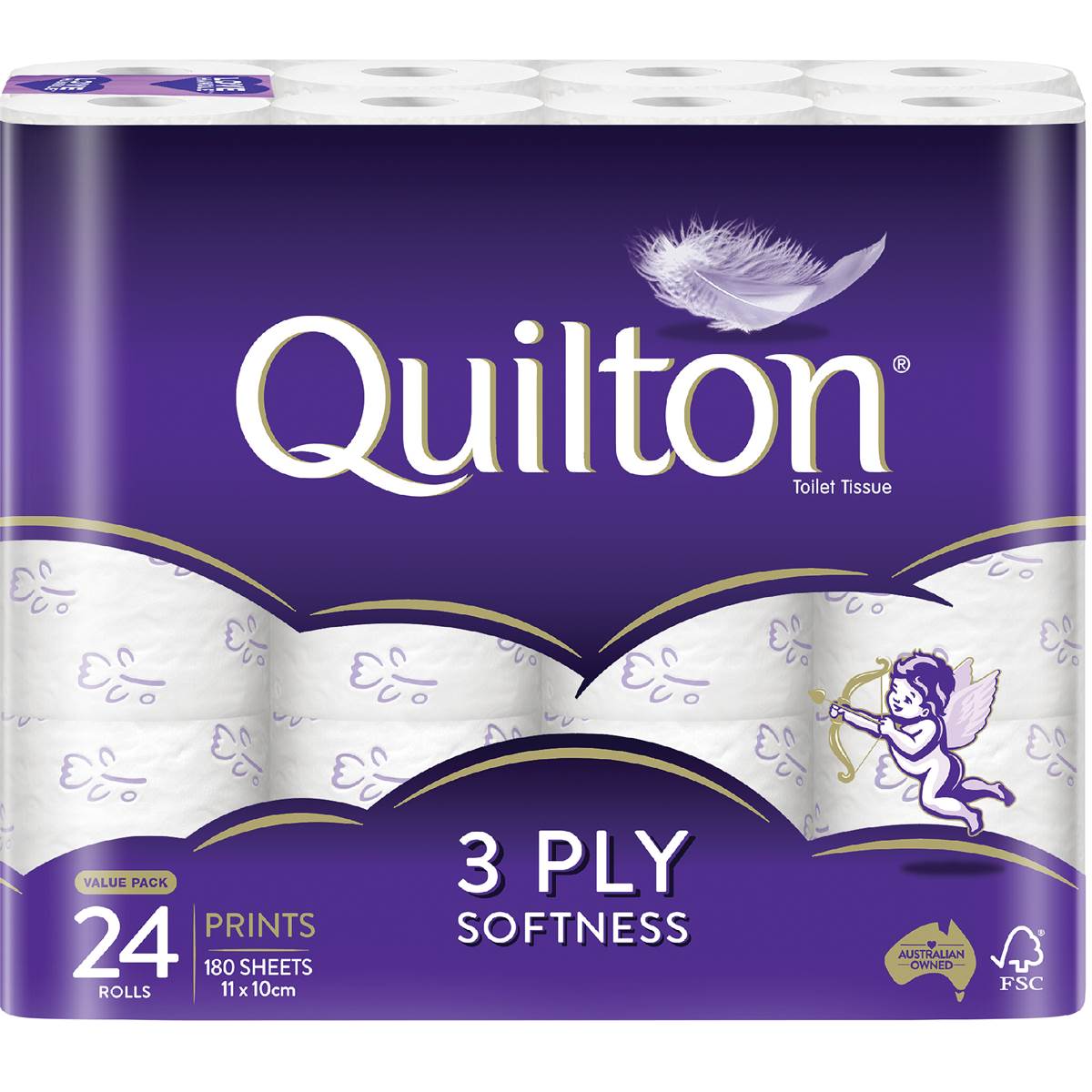 Quilton Toilet Tissue 3 Ply Prints 180 Sheets 24 Pack