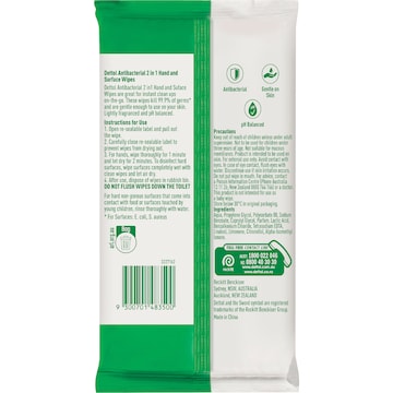 Dettol 2 In 1 Hands & Surfaces Antibacterial Wipes 60 pack