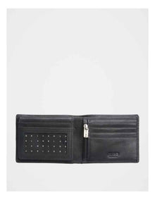 Fold Side Zip Wallet In Black