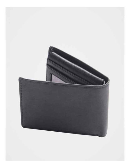 Fold Side Zip Wallet In Black