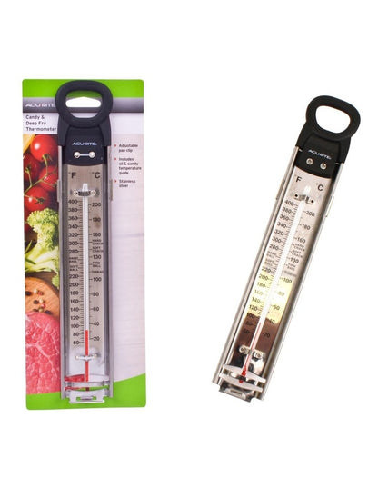 Stainless Steel Deluxe Deep Fry Thermometer in Silver