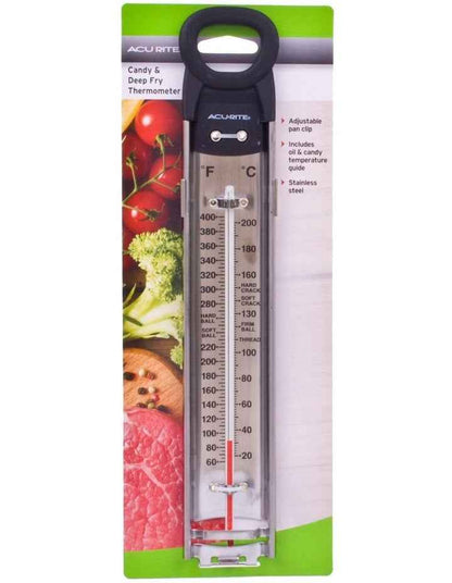 Stainless Steel Deluxe Deep Fry Thermometer in Silver