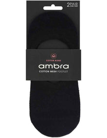 Cotton Mesh Footlet Sock 2 Pack in Black