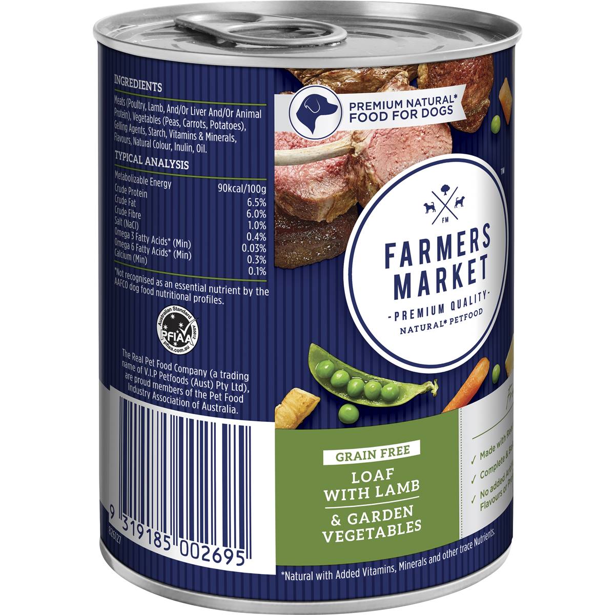 Farmers Market Grain Free Loaf With Lamb & Veg Wet Dog Food 400g