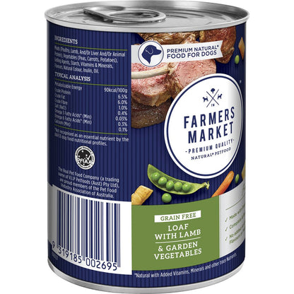 Farmers Market Grain Free Loaf With Lamb & Veg Wet Dog Food 400g