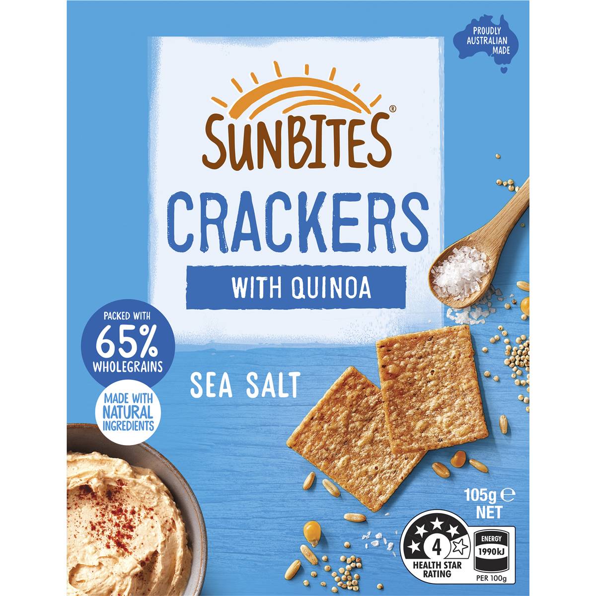 Sunbites Sea Salt Snack Crackers With Quinoa Share Pack 105g