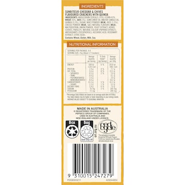 Sunbites Cheddar & Chives Crackers Quinoa Snack 110g