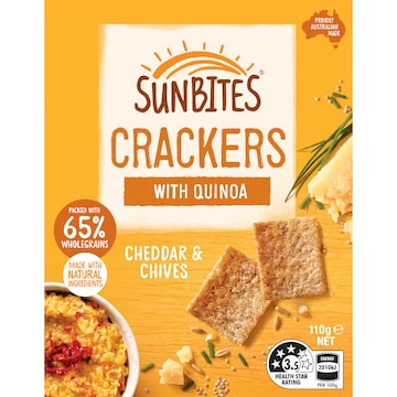 Sunbites Cheddar & Chives Crackers Quinoa Snack 110g