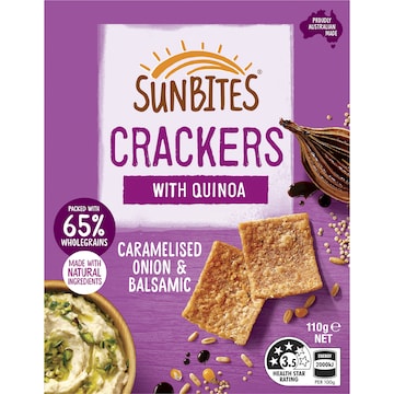Sunbites Caramelised Onion & Balsamic Quinoa Crackers Share Pack 110g