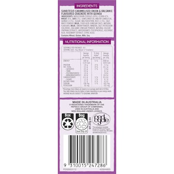 Sunbites Caramelised Onion & Balsamic Quinoa Crackers Share Pack 110g