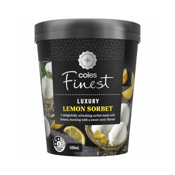 COLES FINEST LUXURY LEMON SORBET TUB 500ML