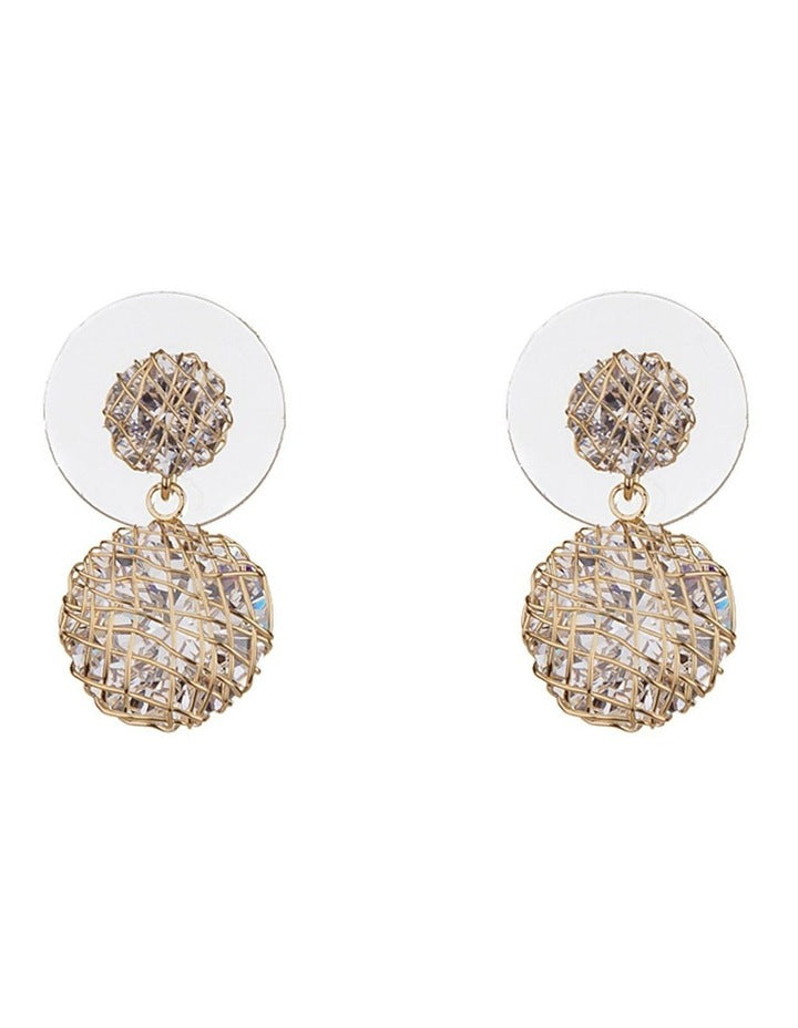 Caged Diamante Gold Drop Earring in Gold