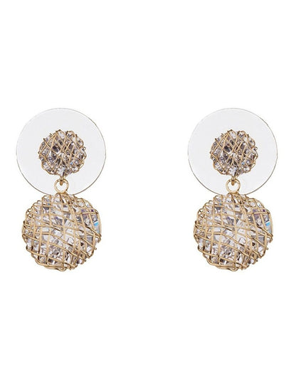Caged Diamante Gold Drop Earring in Gold