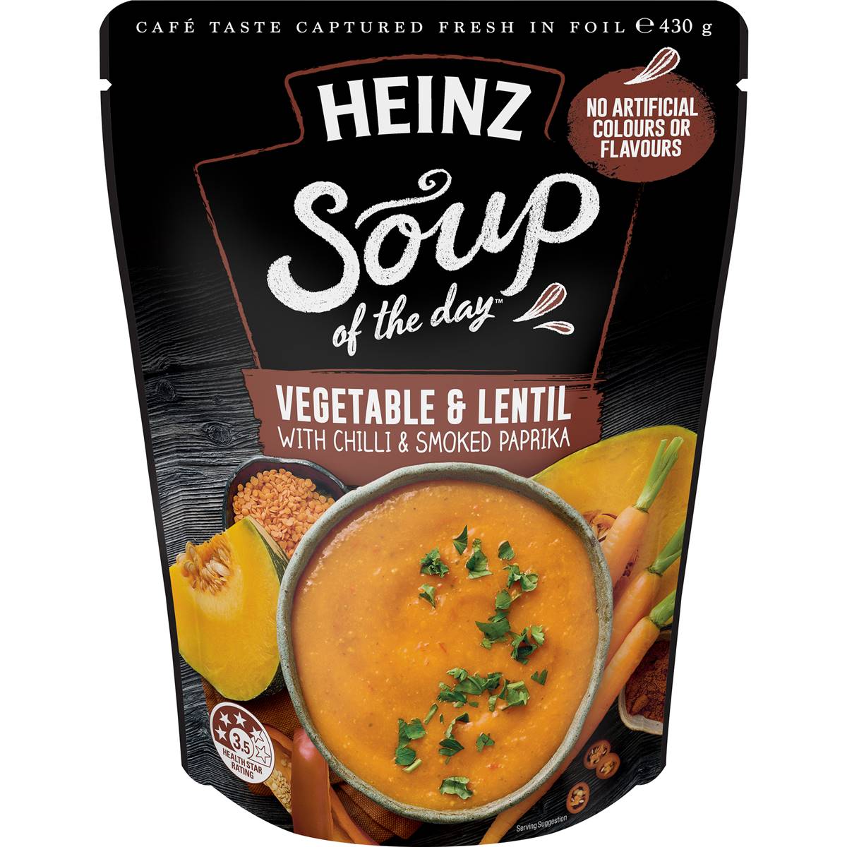 Heinz Soup Of The Day Veg & Lentil Chilli Paprika Soup Pouch 430g