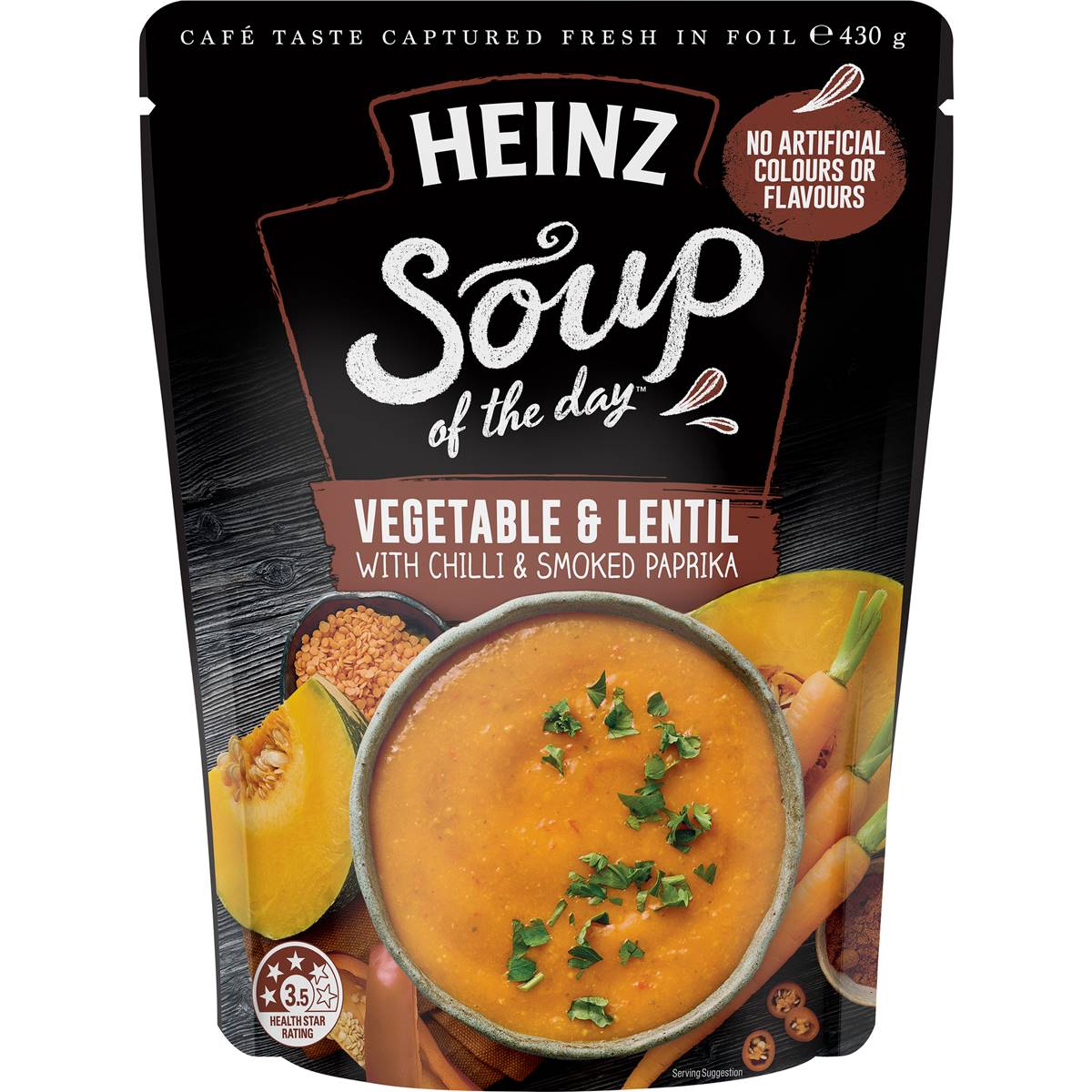 Heinz Soup Of The Day Veg & Lentil Chilli Paprika Soup Pouch 430g