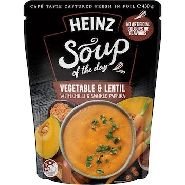 Heinz Soup Of The Day Veg & Lentil Chilli Paprika Pouch 430g