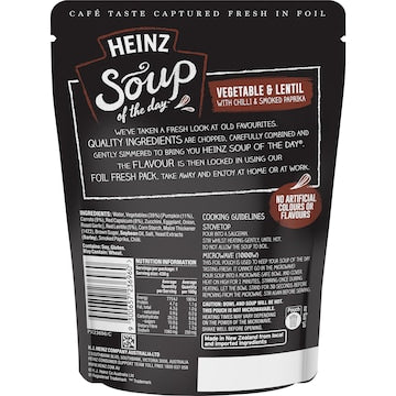 Heinz Soup Of The Day Veg & Lentil Chilli Paprika Pouch 430g