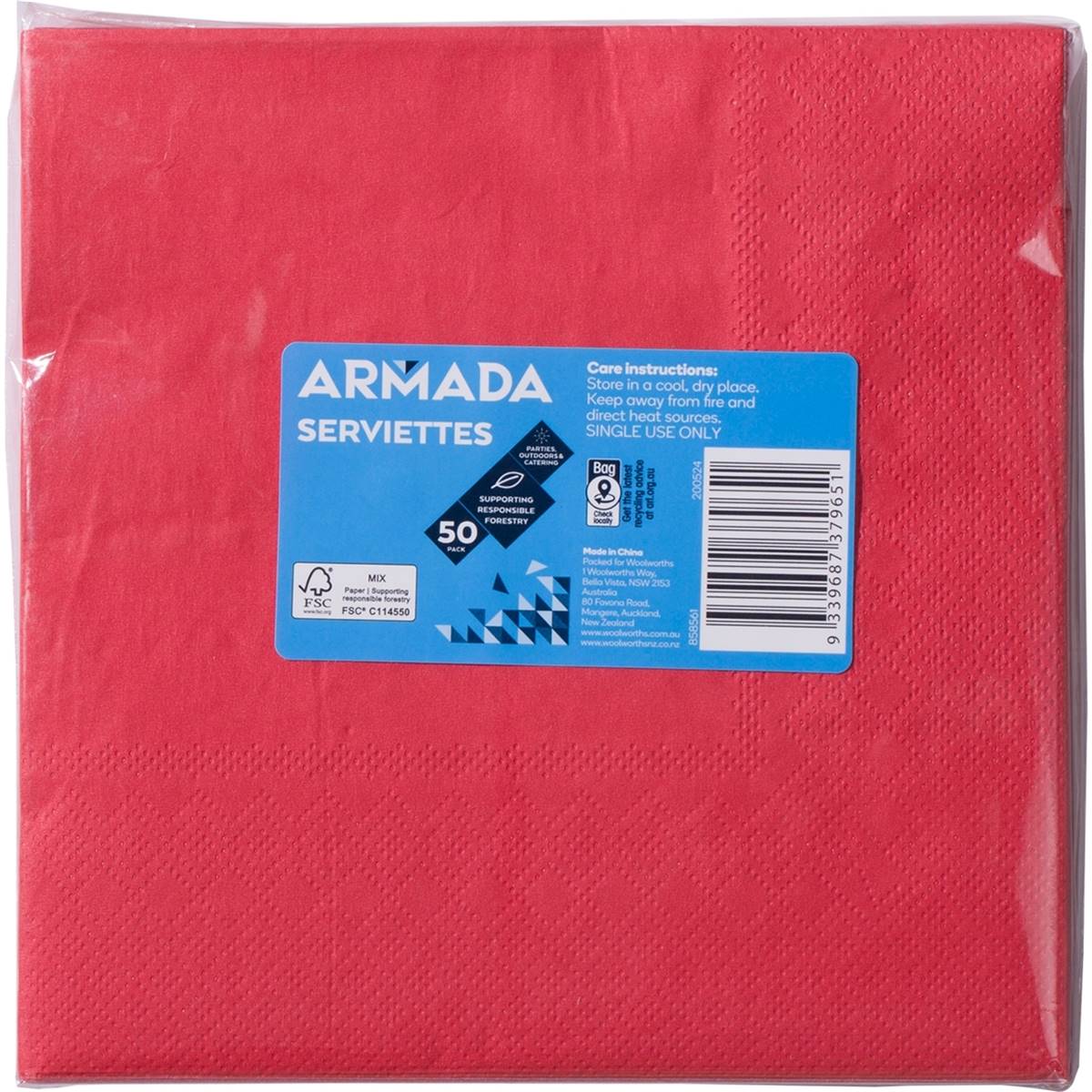 Armada Serviettes Coloured Assorted 50 pack