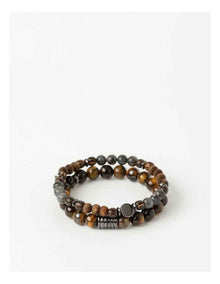 Semi Precious Brown Bracelets 2 Pack