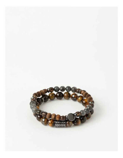 Semi Precious Brown Bracelets 2 Pack