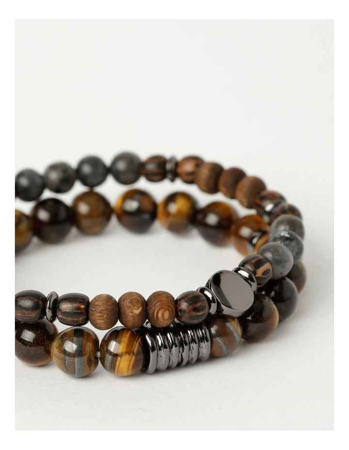 Semi Precious Brown Bracelets 2 Pack