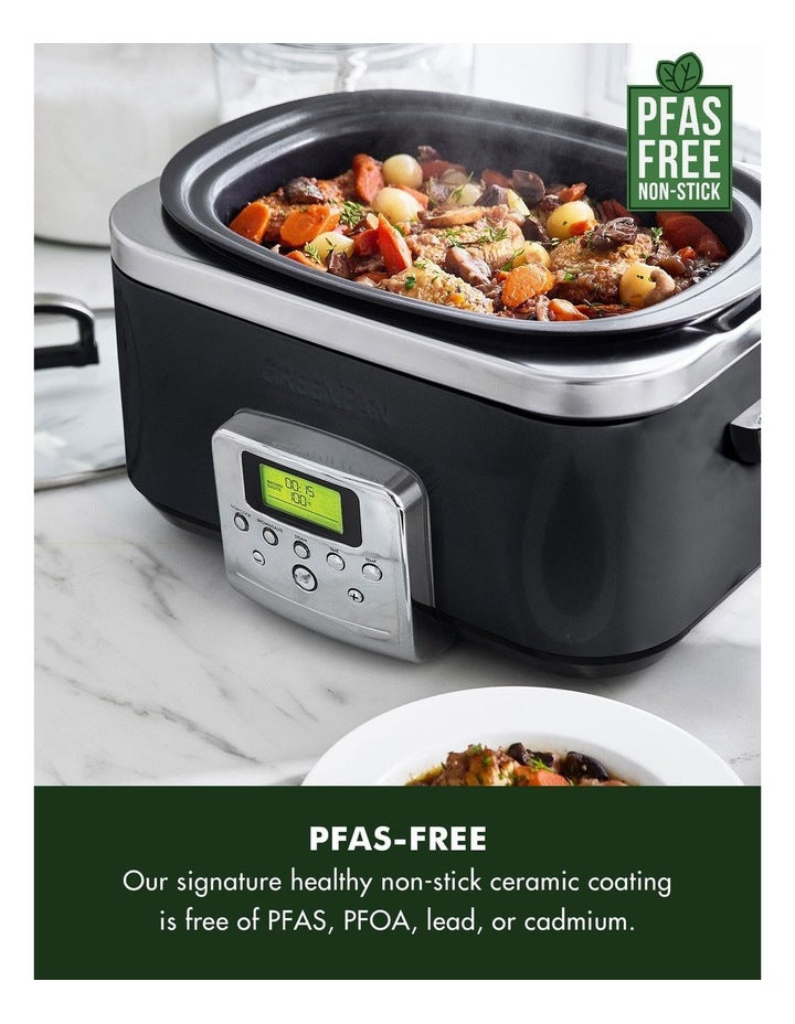 Elite Slow Cooker 6L in Black PFAS-free ceramic non-stick in Black