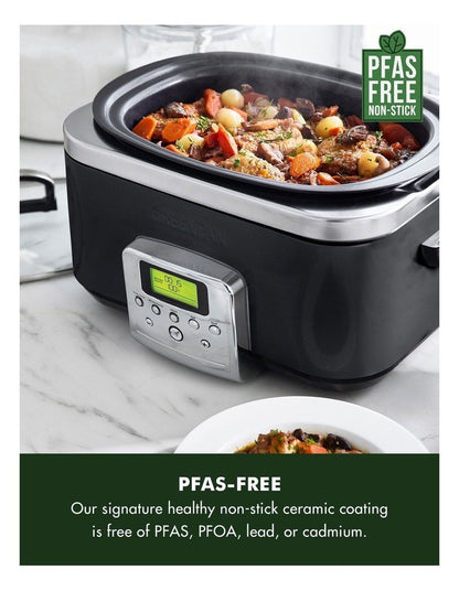 Elite Slow Cooker 6L in Black PFAS-free ceramic non-stick in Black