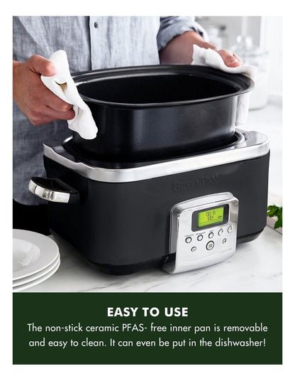 Elite Slow Cooker 6L in Black PFAS-free ceramic non-stick in Black