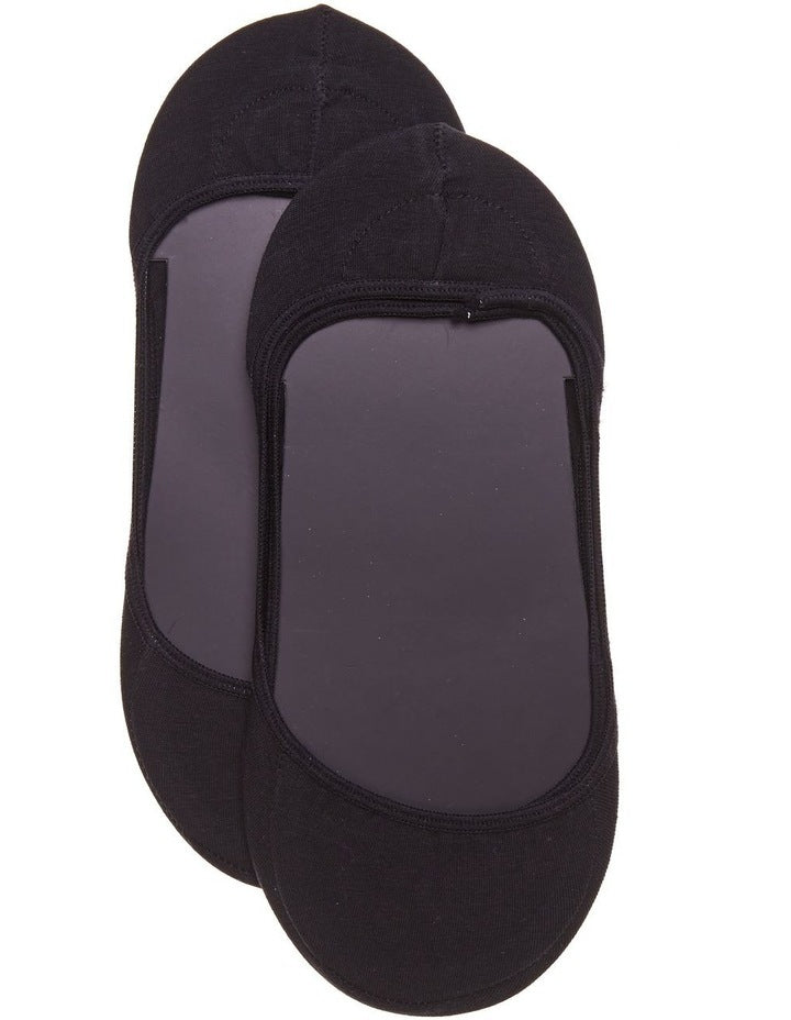 Cotton Invisible Liner Socks 2 Pack in Black