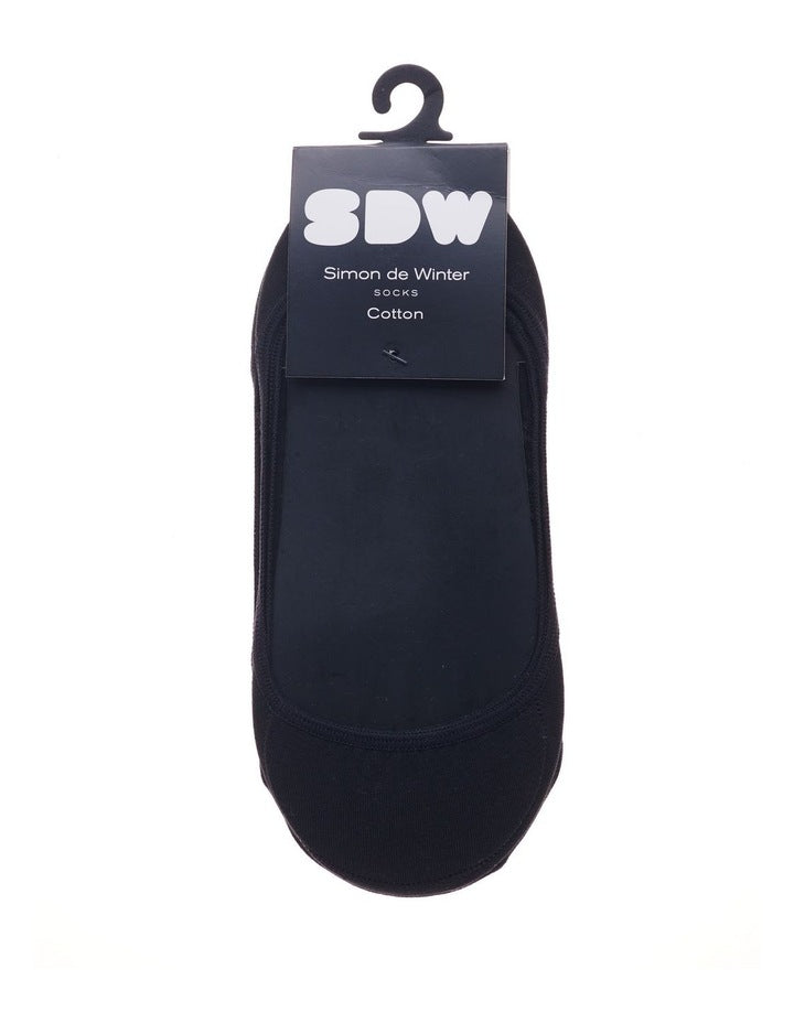 Cotton Invisible Liner Socks 2 Pack in Black