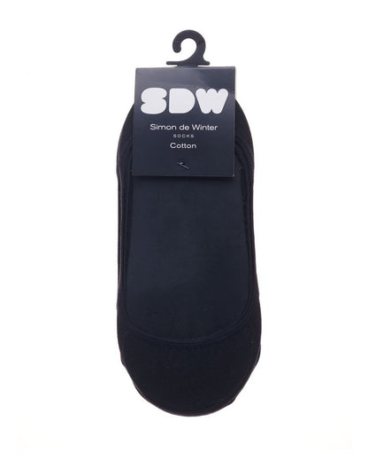 Cotton Invisible Liner Socks 2 Pack in Black