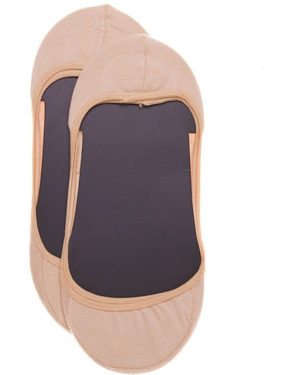 Cotton Invisible Liner Socks 2 Pack in Beige