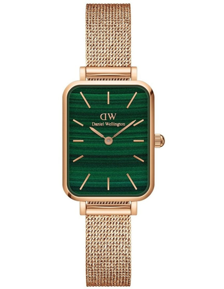 Quadro Pressed Melrose 26mm Stainless Steel Mesh Watch in Rose Gold/Green