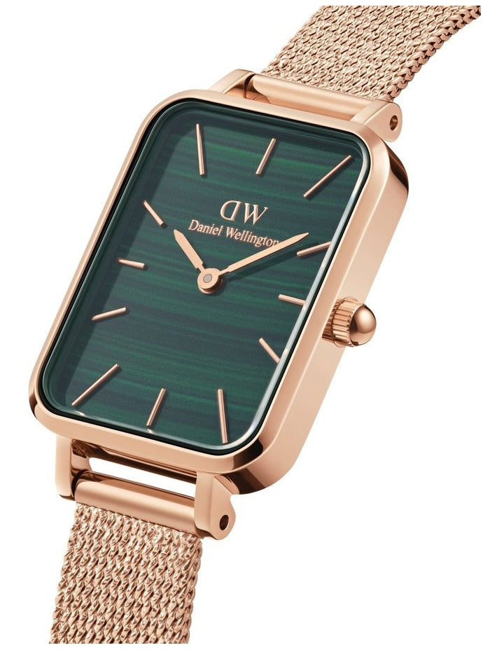 Quadro Pressed Melrose 26mm Stainless Steel Mesh Watch in Rose Gold/Green