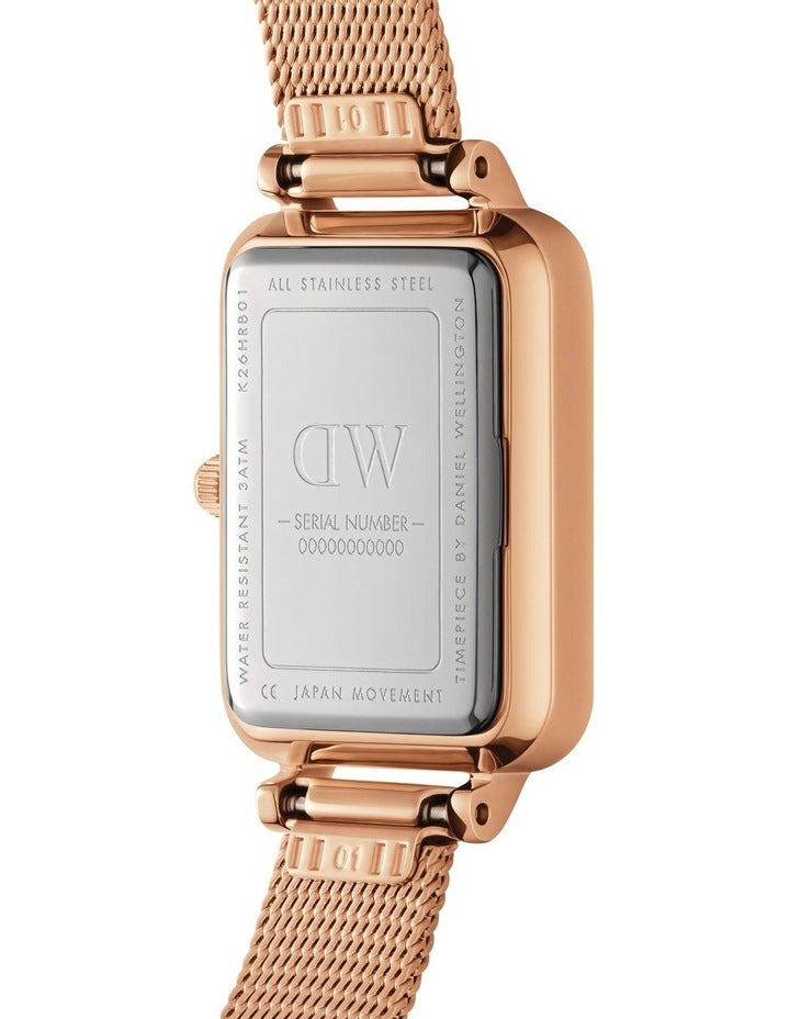 Quadro Pressed Melrose 26mm Stainless Steel Mesh Watch in Rose Gold/Green