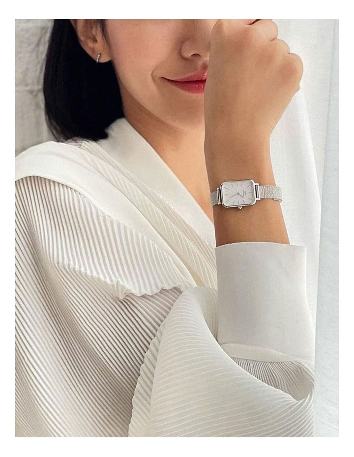 Quadro Pressed 26mm Sterling Silver Watch DW00100438 in White