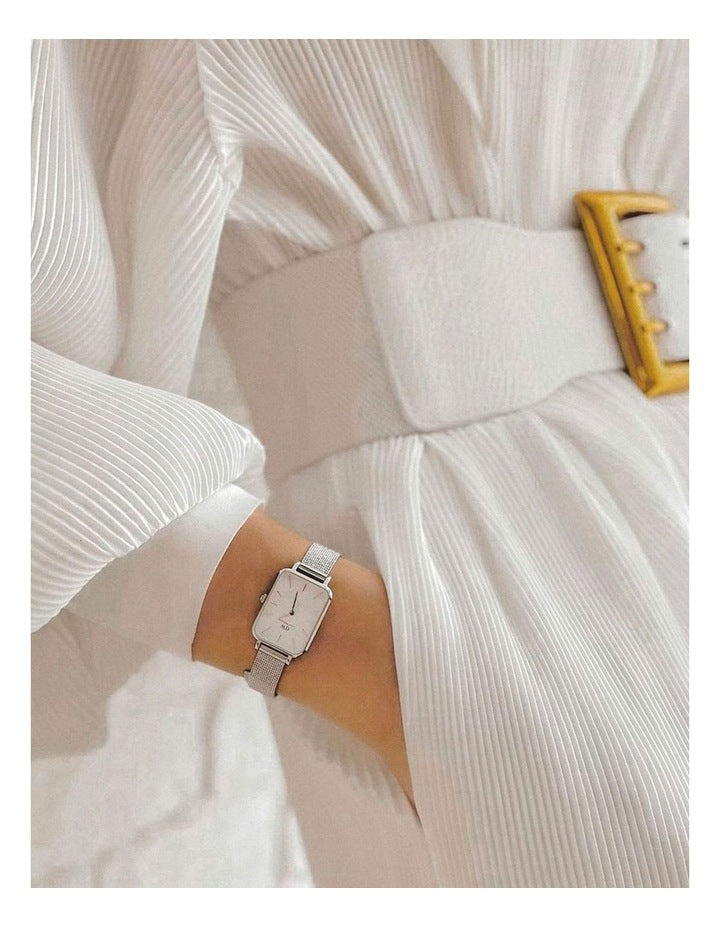 Quadro Pressed 26mm Sterling Silver Watch DW00100438 in White