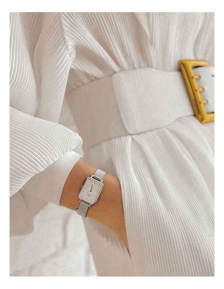 Quadro Pressed 26mm Sterling Silver Watch DW00100438 in White