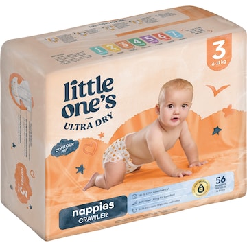 Little One's Ultra Dry Nappies Size 3 Crawler (6-11kg) 56 pack
