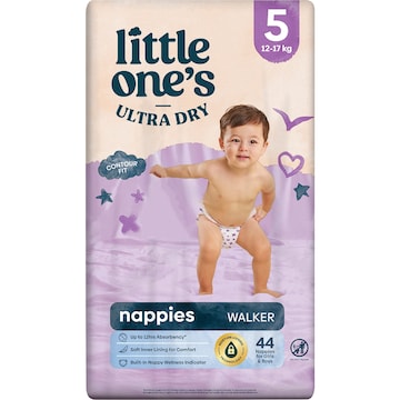 Little One's Ultra Dry Nappies Size 5 Walker (12-17kg) 44 pack