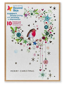 Beyond Blue Charity Boxed Christmas Cards in Robin Joy design