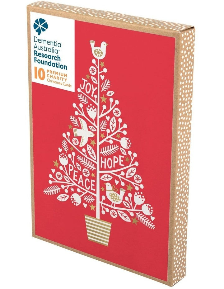 Christmas, Charity, Dementia Australia Research Foundation, Peace, Joy, Hope Christmas tree, Boxed cards